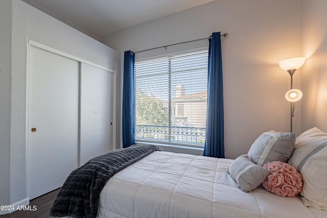 bedroom featuring a closet and hardwood / wood-style floors