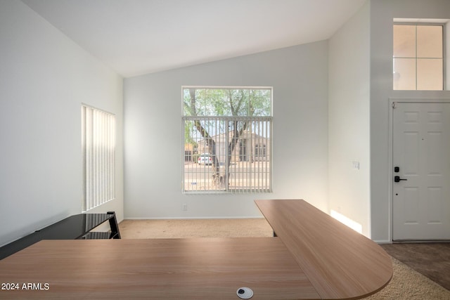 10735 W Bermuda Dr, Avondale, AZ 85392 - entryway with carpet flooring, lofted ceiling, and baseboards