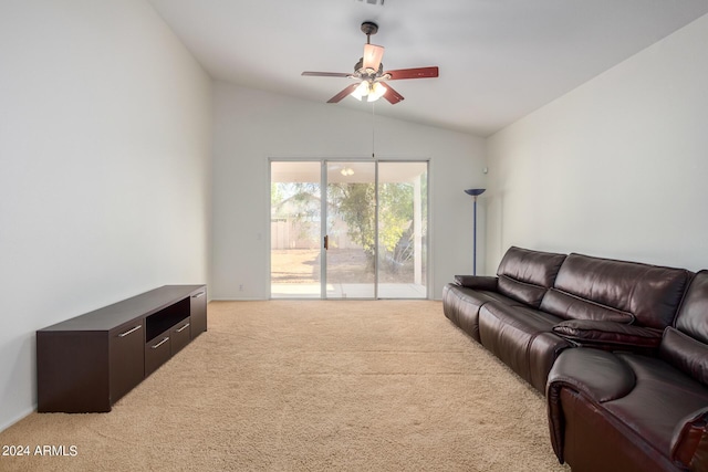 10735 W Bermuda Dr, Avondale, AZ 85392 - living area with lofted ceiling, light colored carpet, and ceiling fan