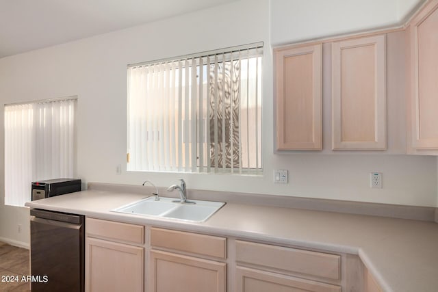 10735 W Bermuda Dr, Avondale, AZ 85392 - kitchen with dishwashing machine, a sink, and light brown cabinetry