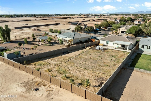 bird's eye view featuring a residential view and a mountain view