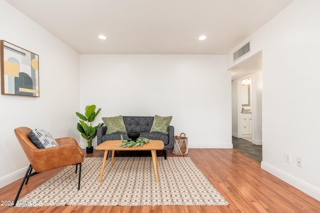 living area with light wood-type flooring