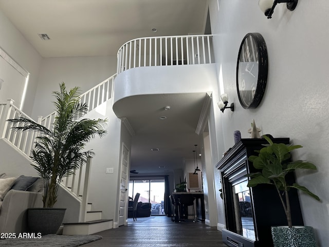 foyer entrance with dark hardwood / wood-style floors