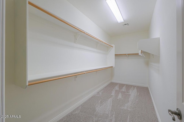 walk in closet with visible vents and carpet flooring