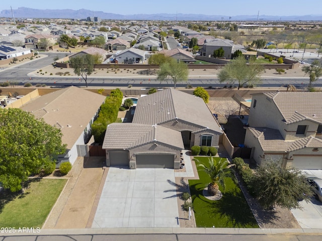 drone / aerial view with a residential view