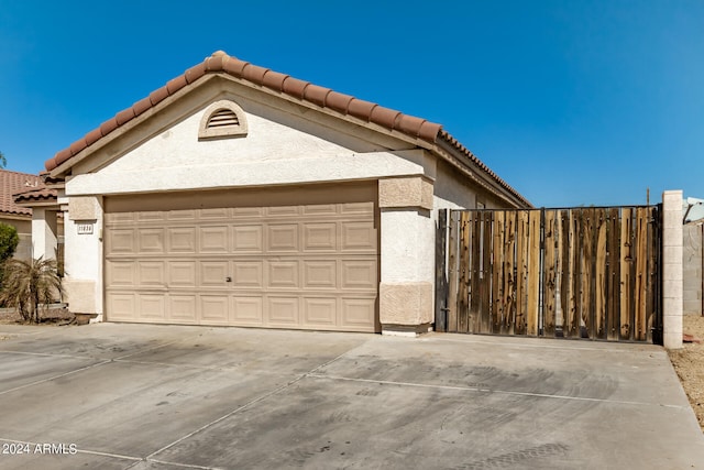 exterior space featuring a garage