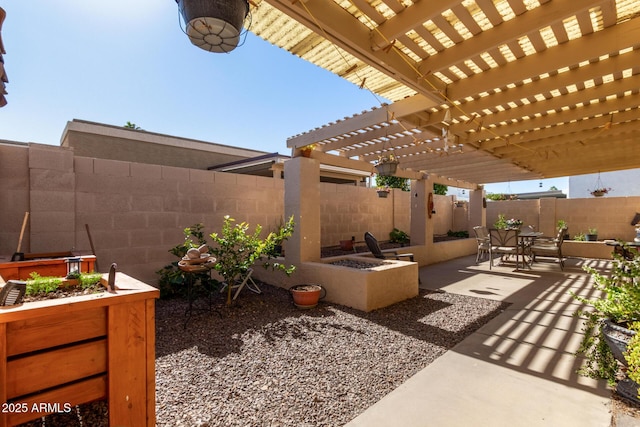 view of patio / terrace featuring a pergola