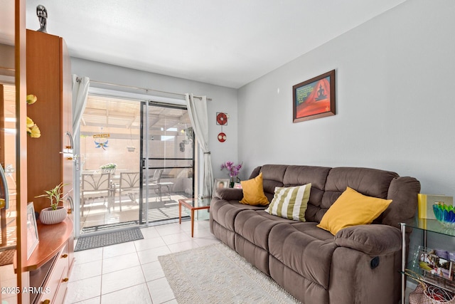 living room featuring light tile patterned floors