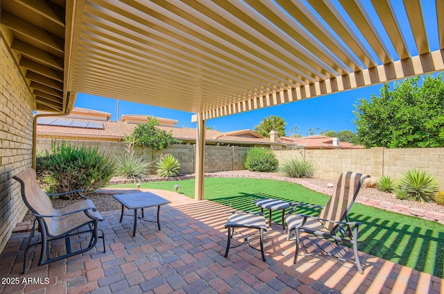 8355 E Via De Los Libros, Scottsdale, AZ 85258 - fenced backyard featuring a patio area and a pergola