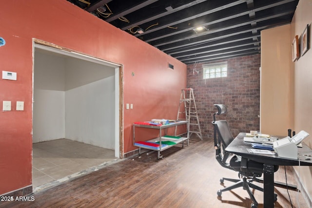 30124 N 174th St, Rio Verde, AZ 85263 - home office with wood finished floors and brick wall