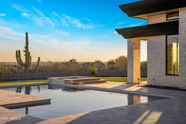 24779 N 91st St, Scottsdale, AZ 85255 - view of pool with a fenced backyard, a patio, and a pool with connected hot tub