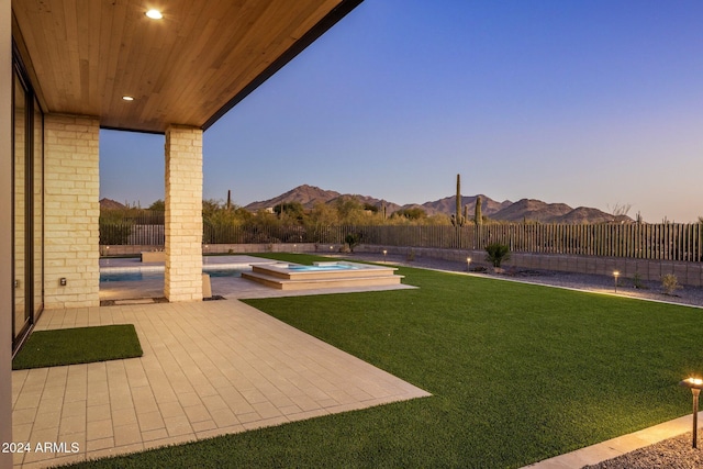 24779 N 91st St, Scottsdale, AZ 85255 - view of yard featuring a mountain view, a patio area, and a pool with connected hot tub