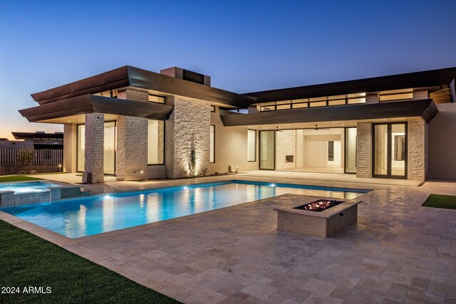 24779 N 91st St, Scottsdale, AZ 85255 - view of pool with a patio area, an outdoor fire pit, and a pool with connected hot tub