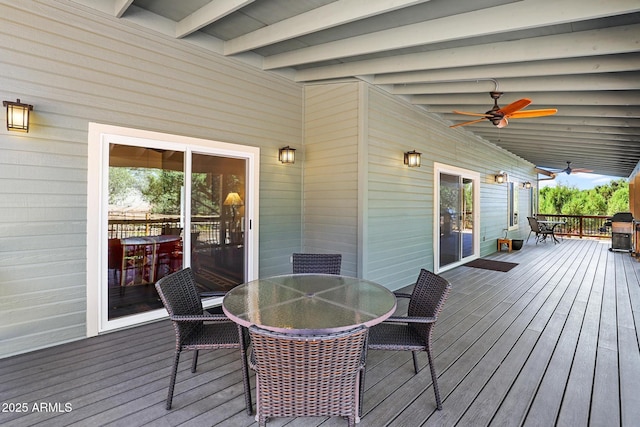 1604 W Beech Pkwy, Payson, AZ 85541 - deck with outdoor dining area, grilling area, and a ceiling fan