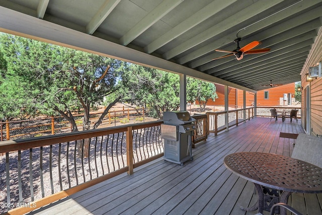 1604 W Beech Pkwy, Payson, AZ 85541 - deck with grilling area, fence, and a ceiling fan