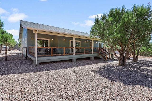1604 W Beech Pkwy, Payson, AZ 85541 - rear view of house with fence and a wooden deck