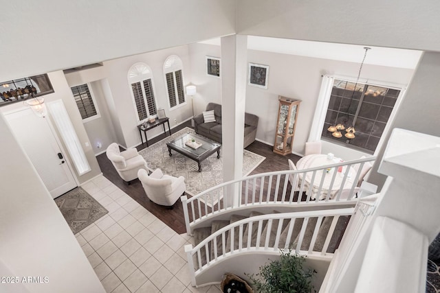 interior space featuring a notable chandelier