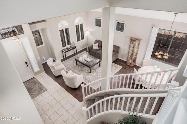 tiled living room with baseboards