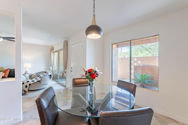 8414 N Central Ave Unit C, Phoenix, AZ 85020 - dining space featuring a ceiling fan, light tile patterned flooring, and baseboards