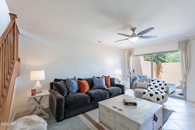 8414 N Central Ave Unit C, Phoenix, AZ 85020 - living area featuring a ceiling fan and light tile patterned floors