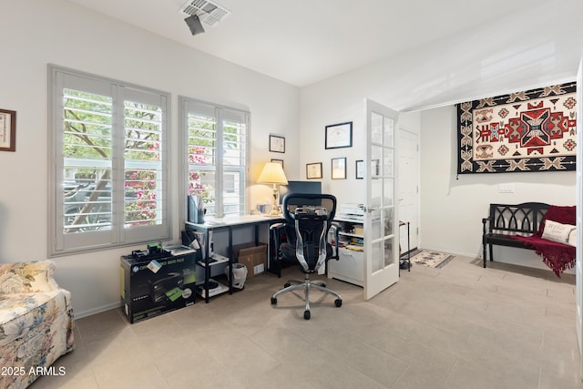 3655 N Astoria Dr, Florence, AZ 85132 - tiled office with baseboards and french doors