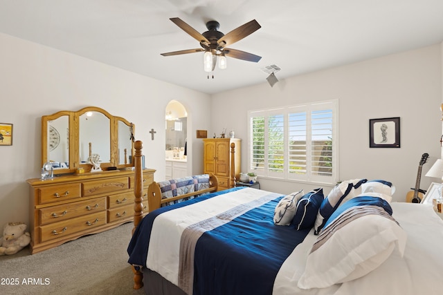 3655 N Astoria Dr, Florence, AZ 85132 - carpeted bedroom with ceiling fan and ensuite bathroom