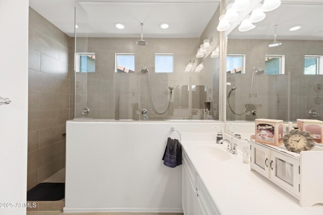 3655 N Astoria Dr, Florence, AZ 85132 - bathroom with vanity, walk in shower, and recessed lighting