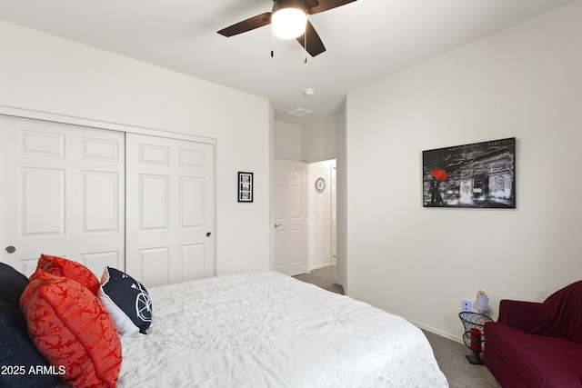 3655 N Astoria Dr, Florence, AZ 85132 - carpeted bedroom with a closet, a ceiling fan, and baseboards