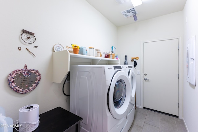 3655 N Astoria Dr, Florence, AZ 85132 - laundry area featuring washing machine and clothes dryer and light tile patterned flooring