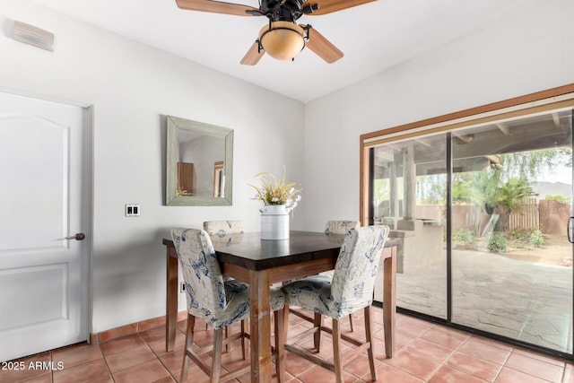 1730 W Adamanda Ct, Phoenix, AZ 85086 - dining room featuring light tile patterned flooring, a ceiling fan, and baseboards