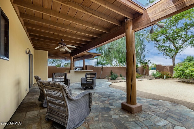 1730 W Adamanda Ct, Phoenix, AZ 85086 - view of patio / terrace with a fenced backyard and a ceiling fan