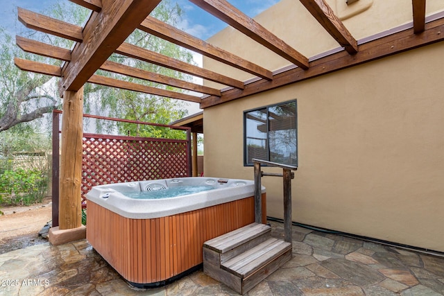 1730 W Adamanda Ct, Phoenix, AZ 85086 - view of patio with a hot tub and a pergola