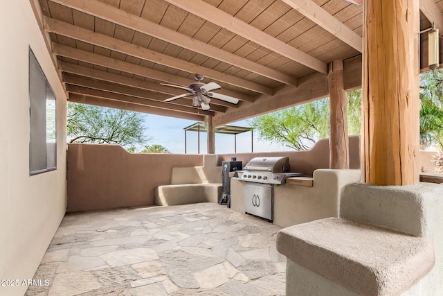 1730 W Adamanda Ct, Phoenix, AZ 85086 - view of patio with exterior kitchen, a ceiling fan, and area for grilling