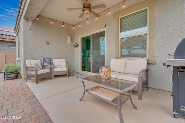 6754 E Via Rancho Rosario, Tucson, AZ 85756 - view of patio with a ceiling fan and an outdoor hangout area
