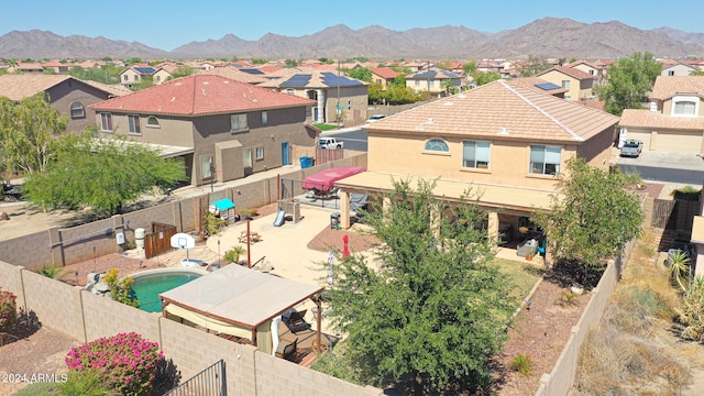 aerial view with a mountain view