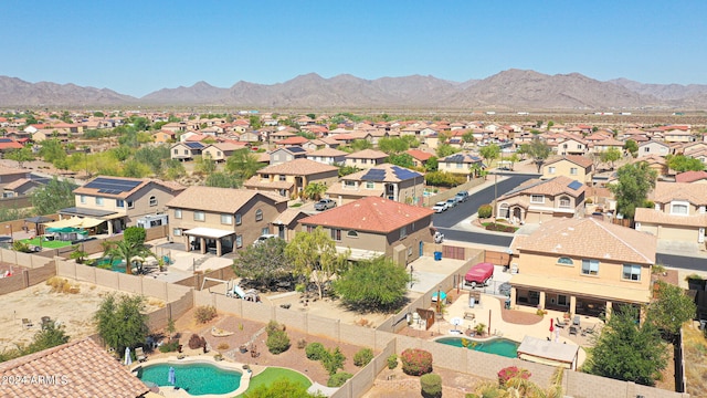 bird's eye view with a mountain view