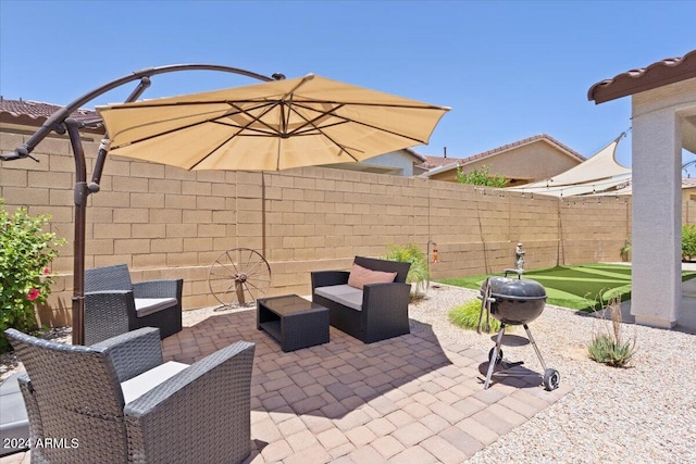 view of patio with an outdoor living space