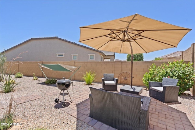 view of patio / terrace featuring an outdoor living space