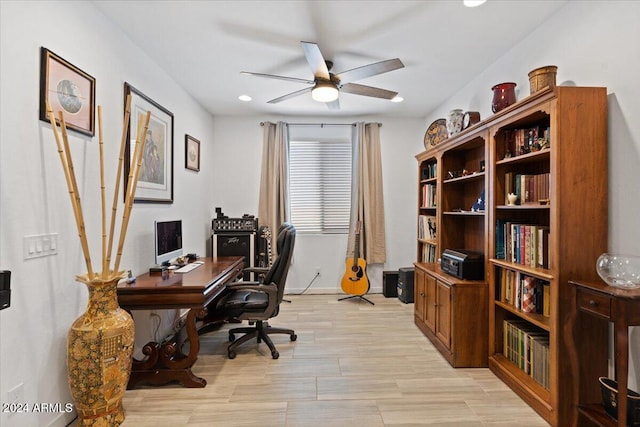 office featuring ceiling fan