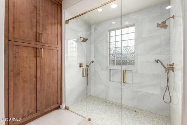 full bathroom featuring a stall shower