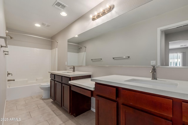 2000 N 36th St Unit 14, Phoenix, AZ 85008 - full bath with shower / bathtub combination, double vanity, tile patterned flooring, and recessed lighting