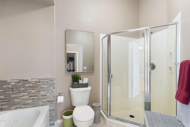 4435 E Savannah Cir, Flagstaff, AZ 86004 - full bathroom featuring a bath, a shower stall, and toilet