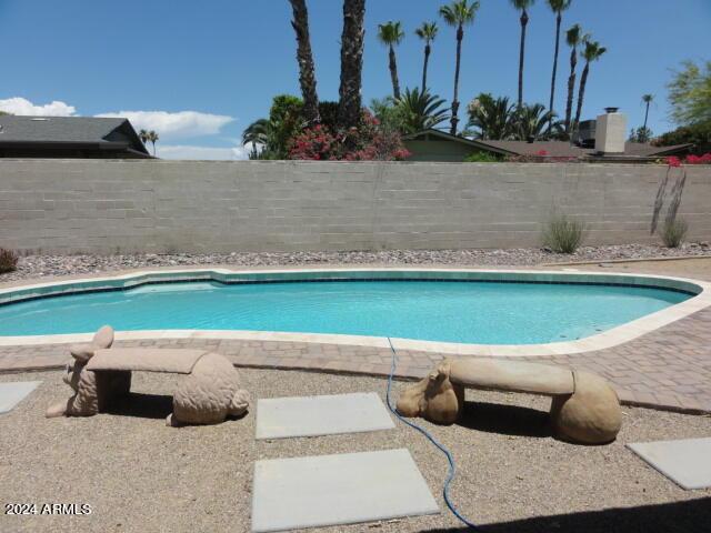 view of pool featuring a fenced backyard and a fenced in pool