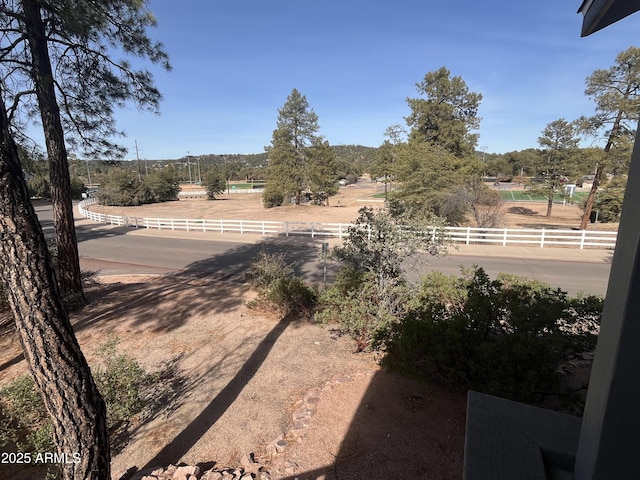 view of yard with a rural view