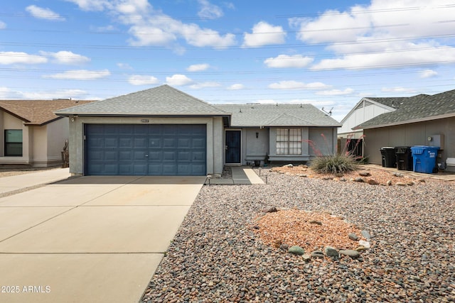 20822 N 34th Dr, Phoenix, AZ 85027 - ranch-style house featuring an attached garage, concrete driveway, a shingled roof, and stucco siding