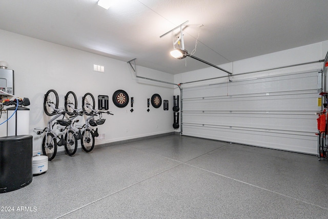 garage with a garage door opener