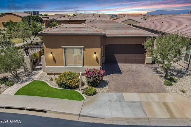 view of front of house with a garage