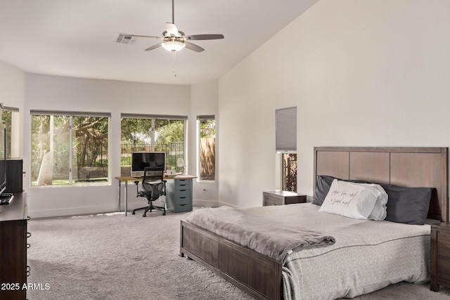 1777 W Redfield Rd, Gilbert, AZ 85233 - carpeted bedroom with baseboards, a ceiling fan, and visible vents