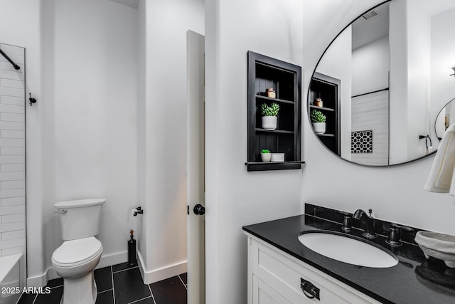 6742 W El Cortez Pl, Peoria, AZ 85383 - bathroom with vanity, toilet, tile patterned flooring, and shower / bath combination
