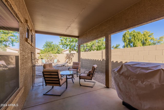 view of patio with area for grilling